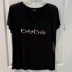 Bebe Black Short Sleeve Tee with Logo